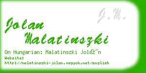 jolan malatinszki business card